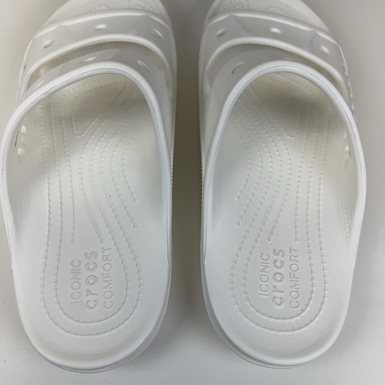 CROCS Baya Slide Sandals True Strap Ventilated Logo Slip On Men’s 9M 11W White