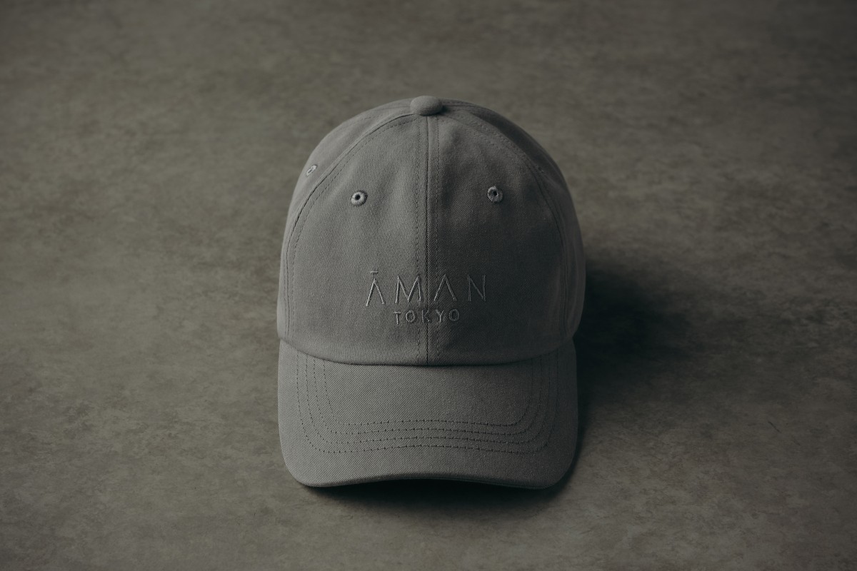 AMAN TOKYO Original Logo Baseball Cap Gray Color Free Size Cotton From Japan
