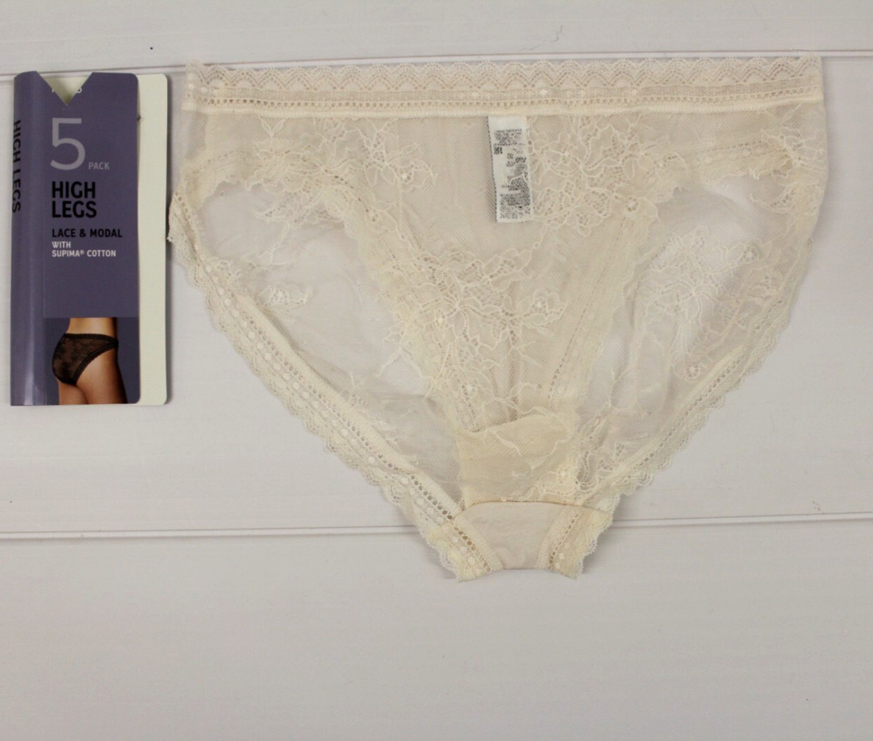 ex M & S Ladies 5 Pack Lace & Modal Supima Cotton High Legs Briefs Sizes 8 to 20