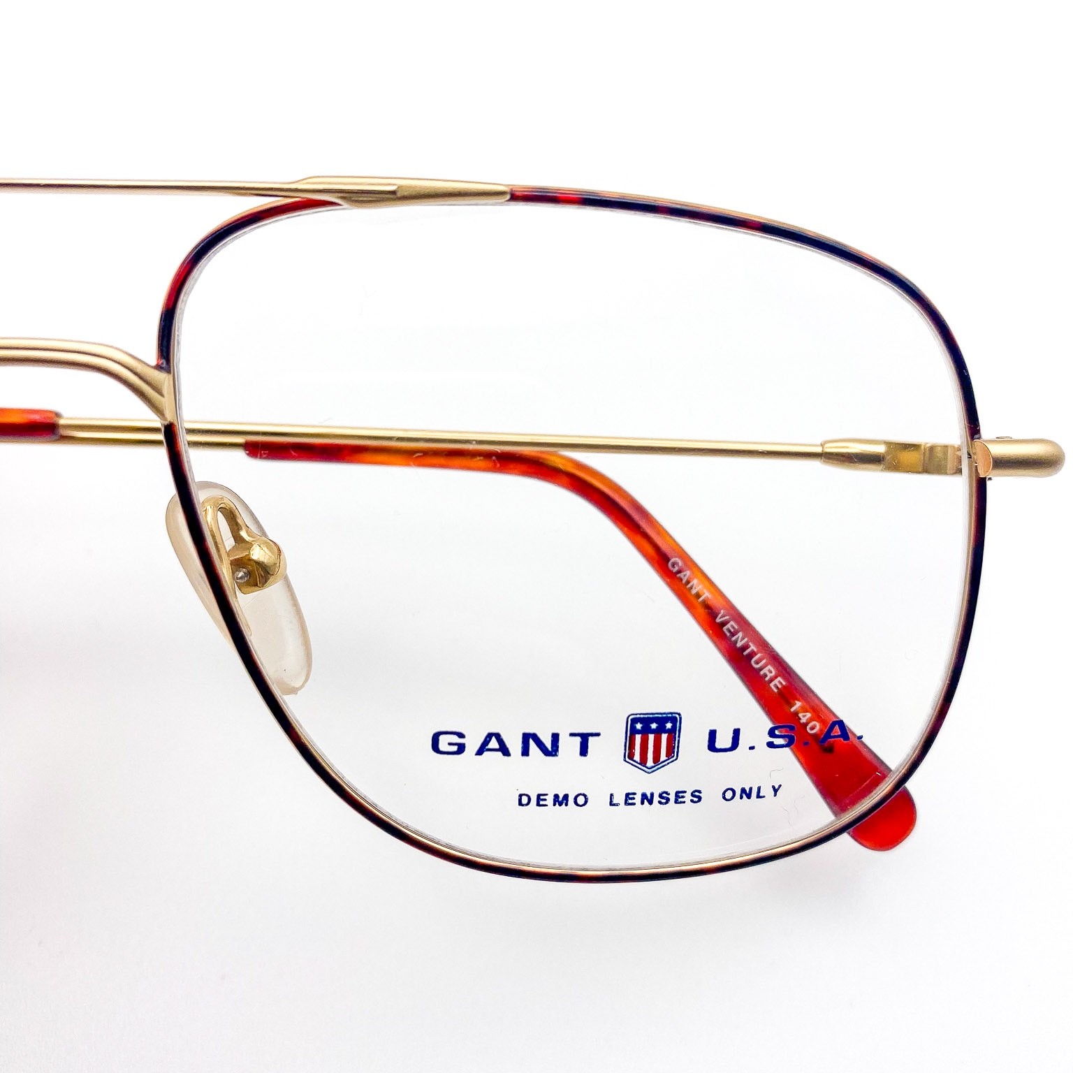 GANT USA Titanium Gold Tortoise Aviator Eyeglass Frames Vintage NOS