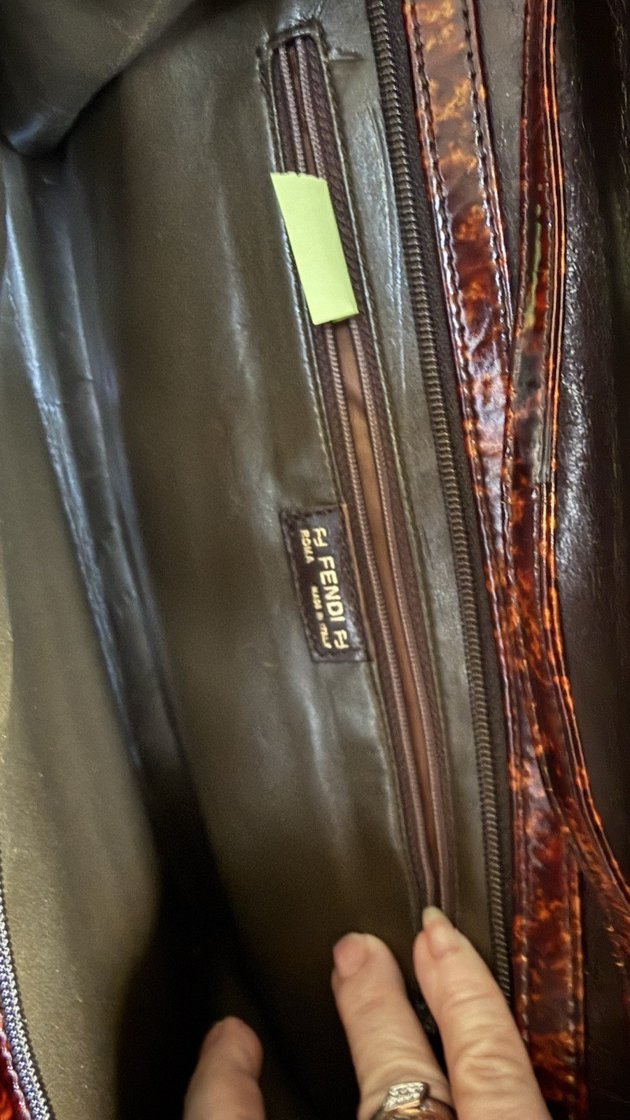 Fendi Tortoiseshell vintage authentic Trim Leather Brown & Amber Accents w/COA