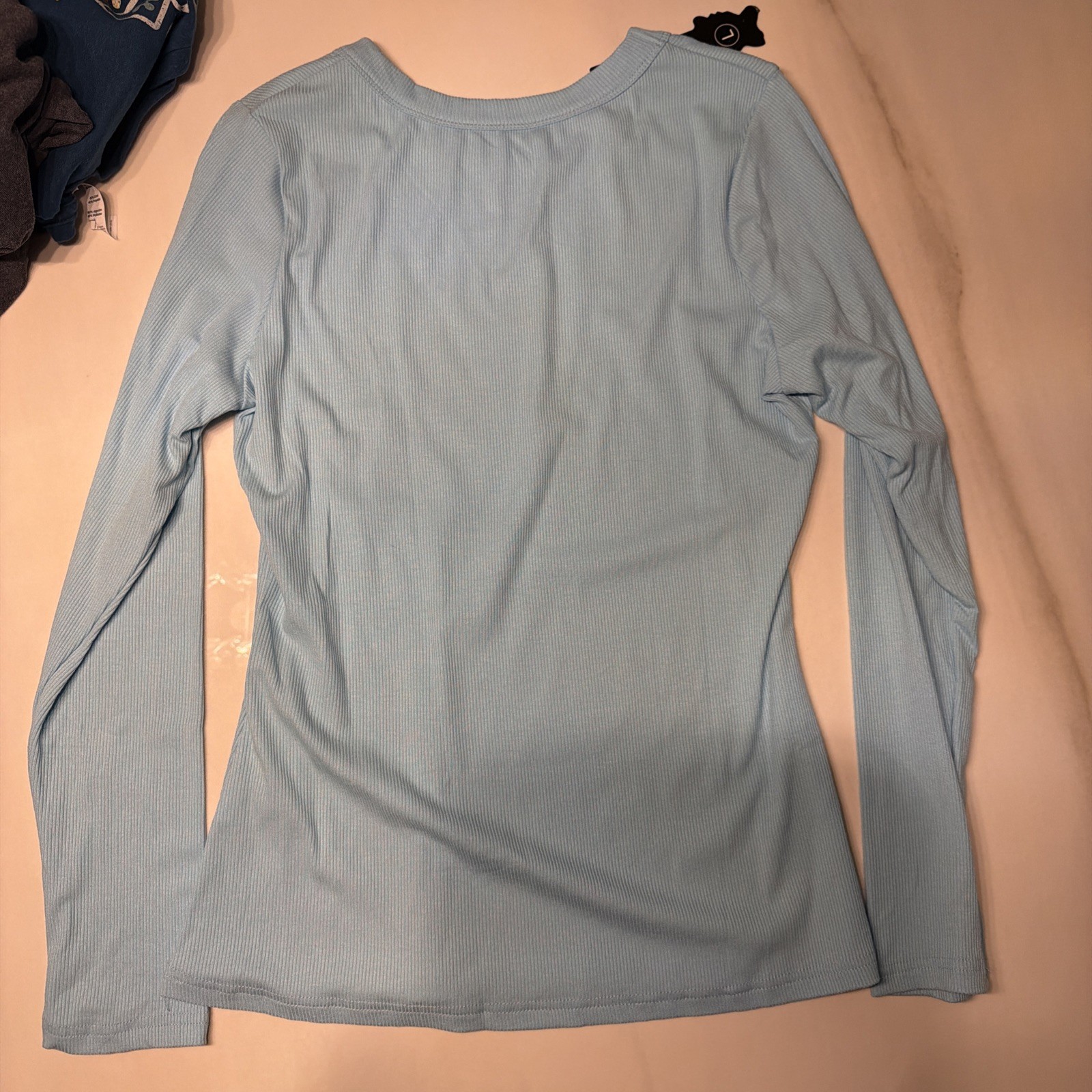 Women’s Large Ribbed Long Sleeve Thermal Crew Neck Top
