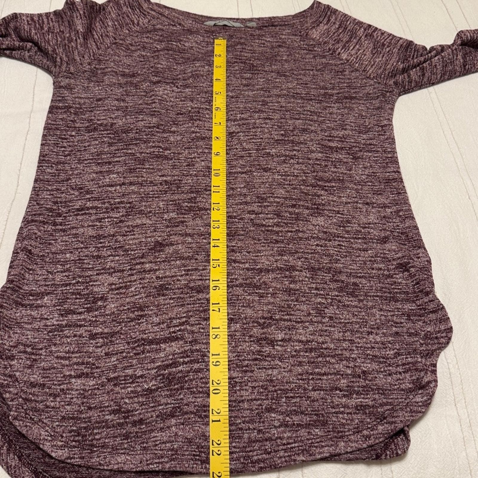 Athleta Threadlight Long Sleeve Top Burgundy Space Dye Scoop Neck Women’s XS