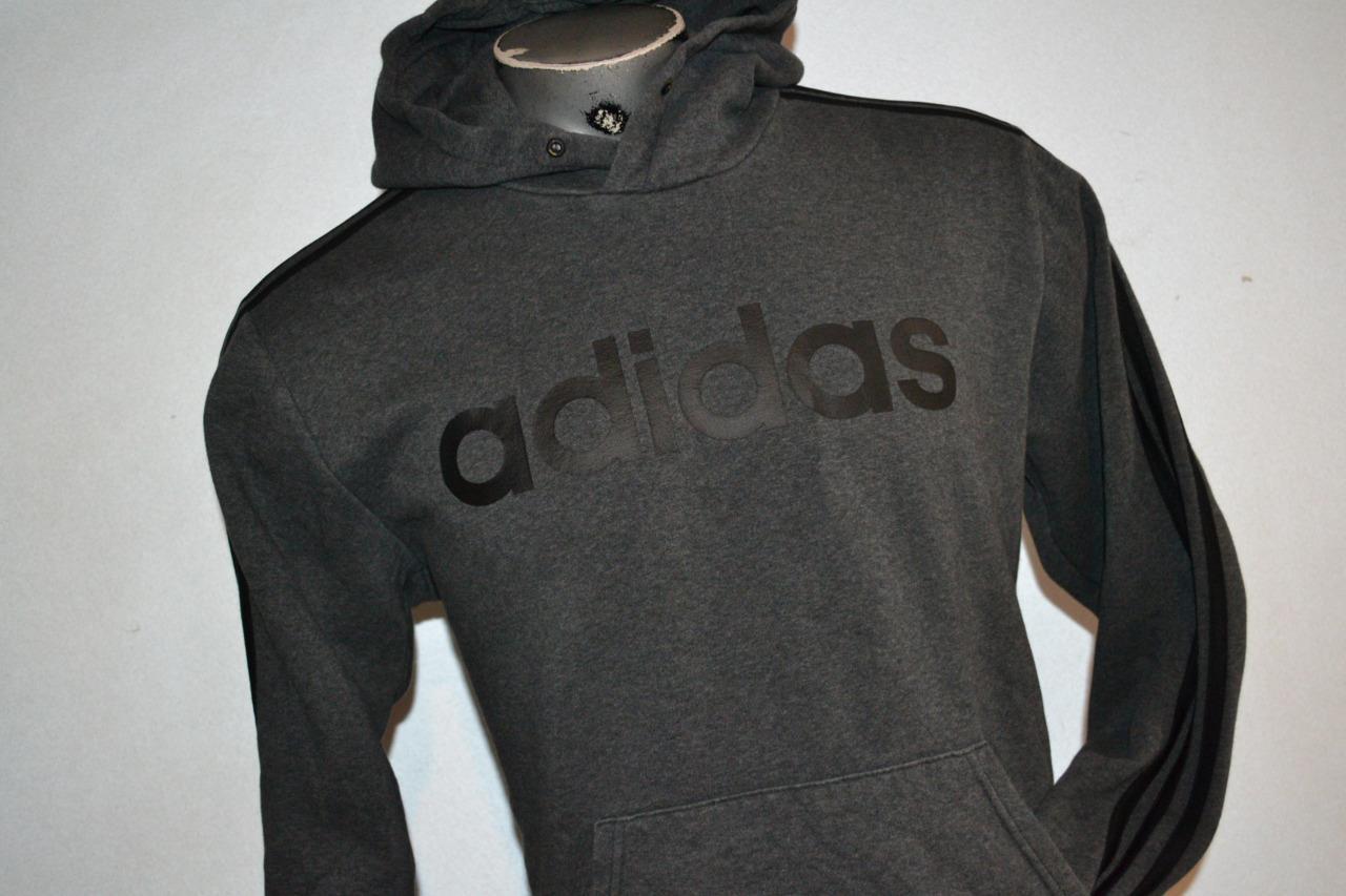 34175 Adidas Hoodie Pullover Gray Cotton Polyester Blend Size Large Mens