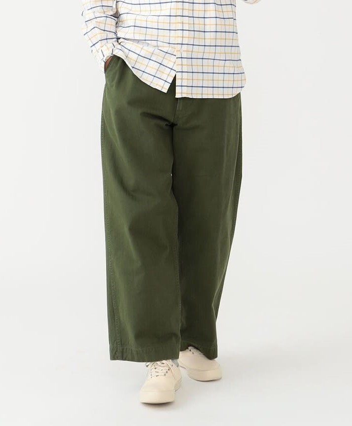 New BEAMS PLUS Mil Trousers Herringbone Olive Military Pants Limited Tokyo S-XL