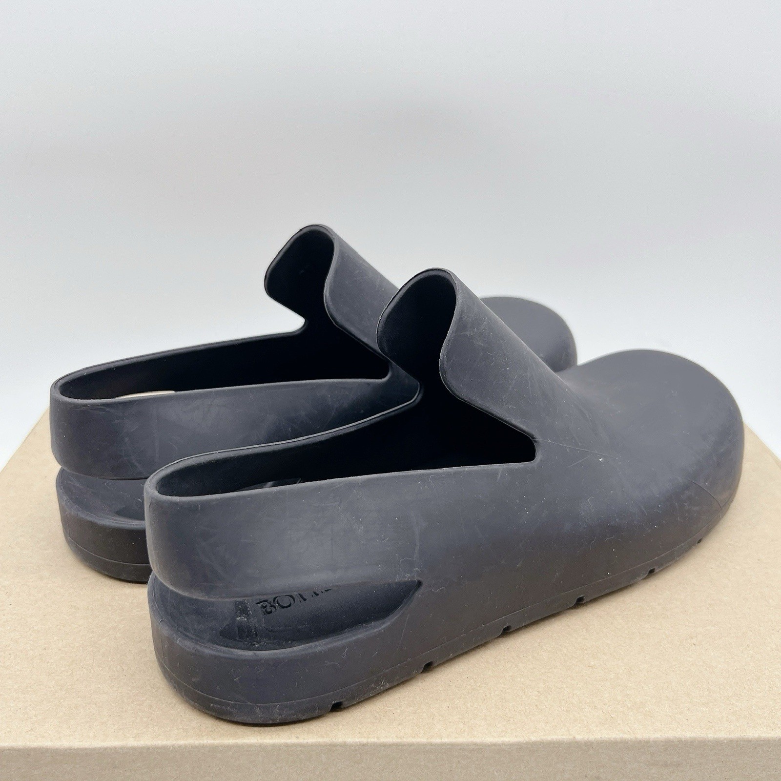 Bottega Veneta Puddle Sandals Black Rubber Slingback Mule Clog Flats EU 37