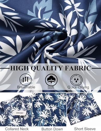 Coofandy Mens Hawaiian Shirts Short Sleeve Button Down Aloha Shirt Casual Beach