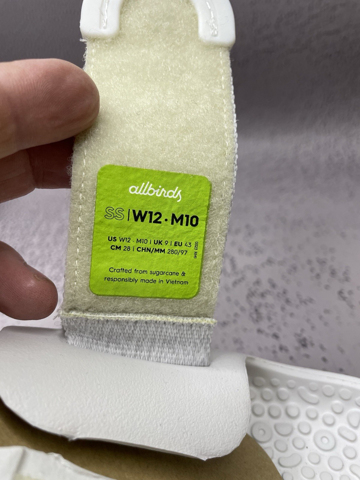 Allbirds Unisex Sugar Sliders Slide Sandals White Eco Friendly Size W 12 M 10