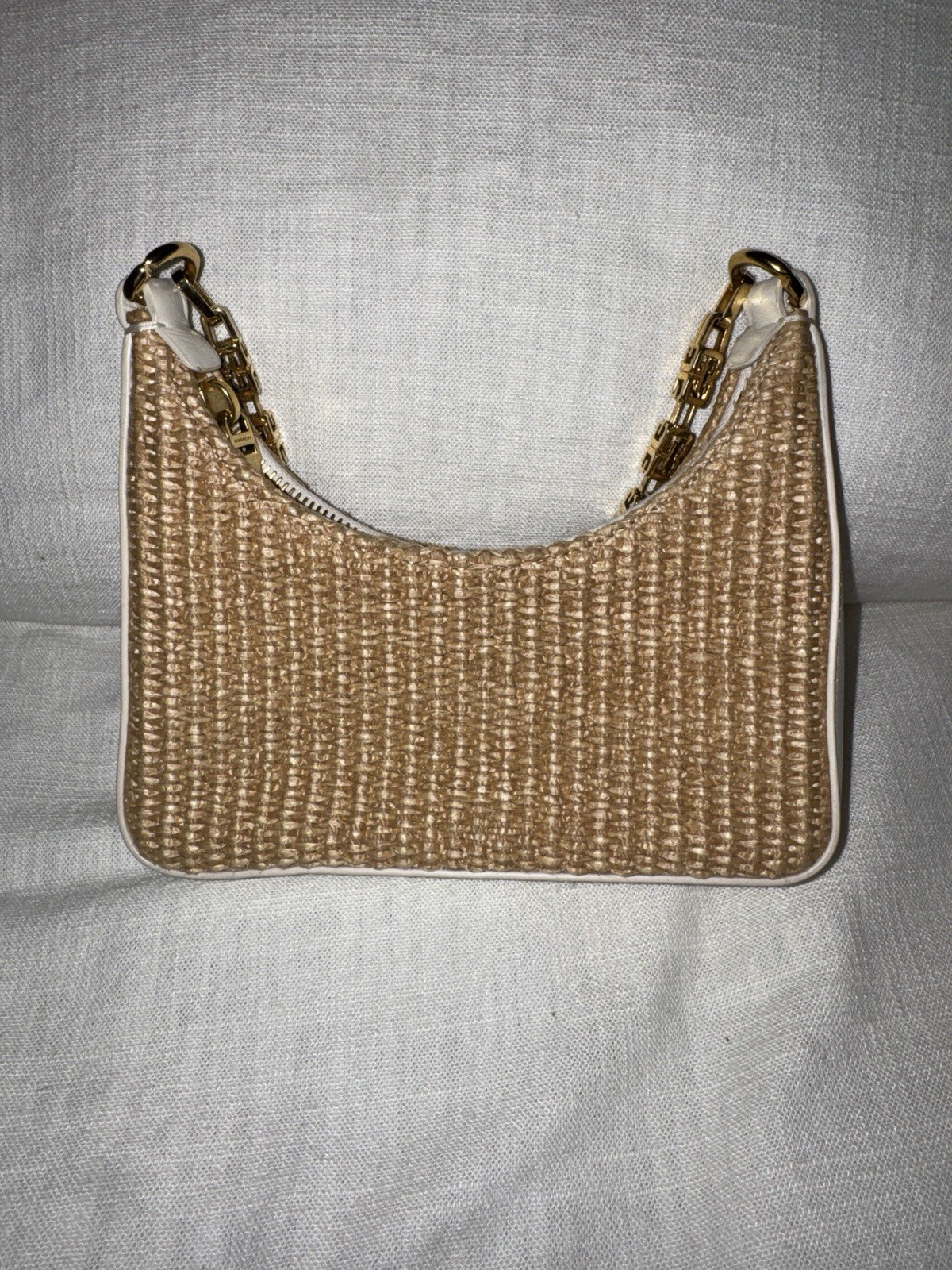 Givenchy Moon Cut Out Mini Shoulder Bag in Raffia with Chain
