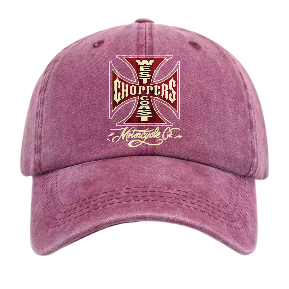 West Coast Choppers Motorcycle Dad Hat – Vintage Washed Biker Cap, 7 Colors
