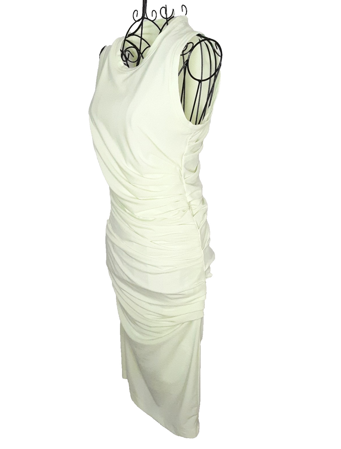 Helmut Lang Electric Yellow Ruched Body Con Sheath Dress Size Small Pre-Owned