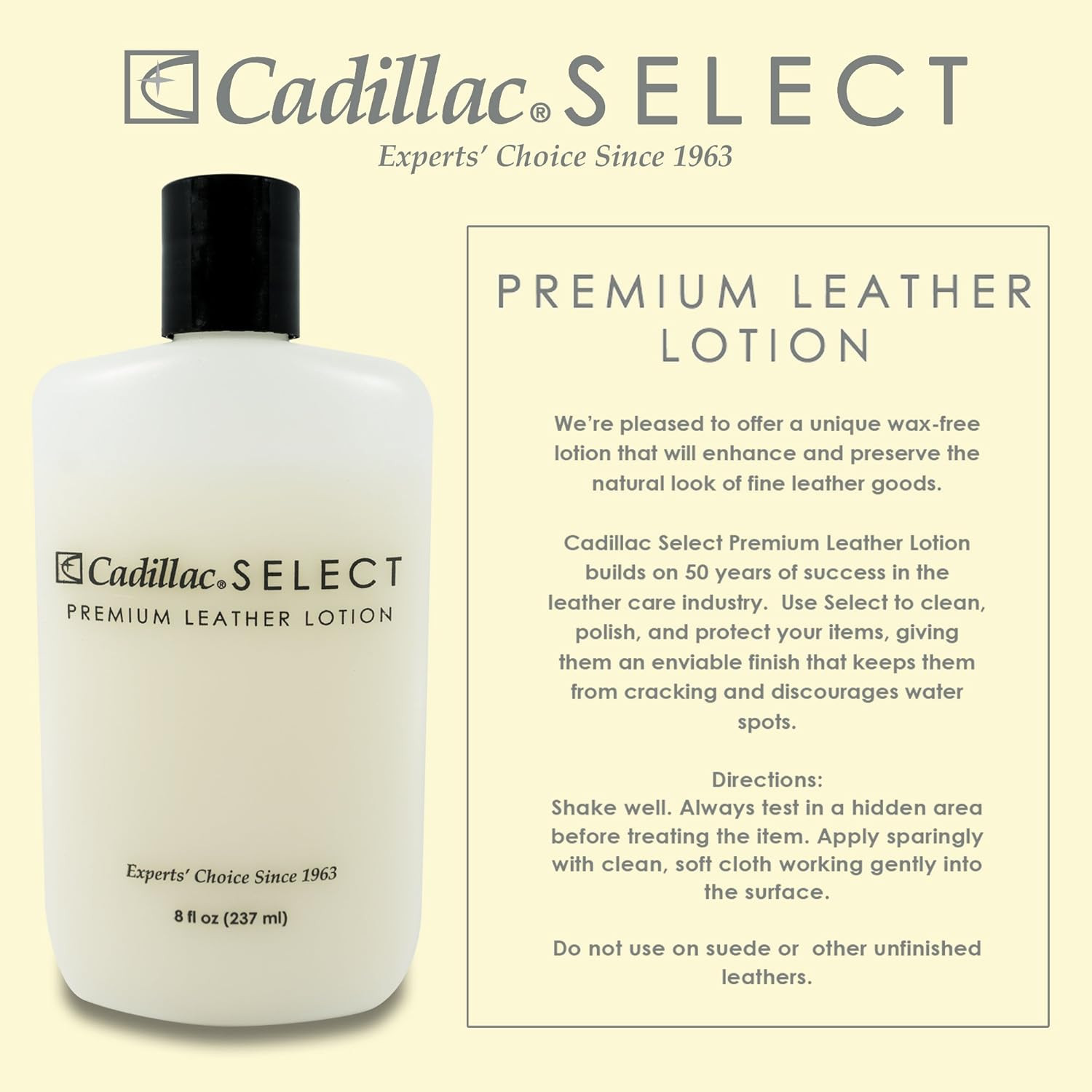 Cadillac Select Leather Lotion 8 Oz Premium Multi-use Leather Care Kit