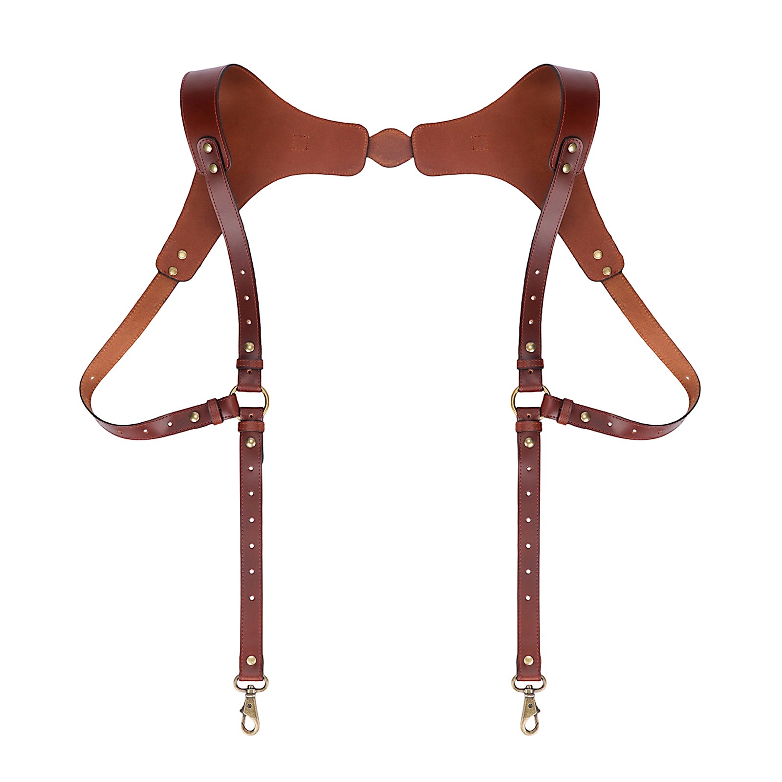 Tourbon Leather Men’s Suspenders Harness Punk Chest Vintage Hooks Pants Braces