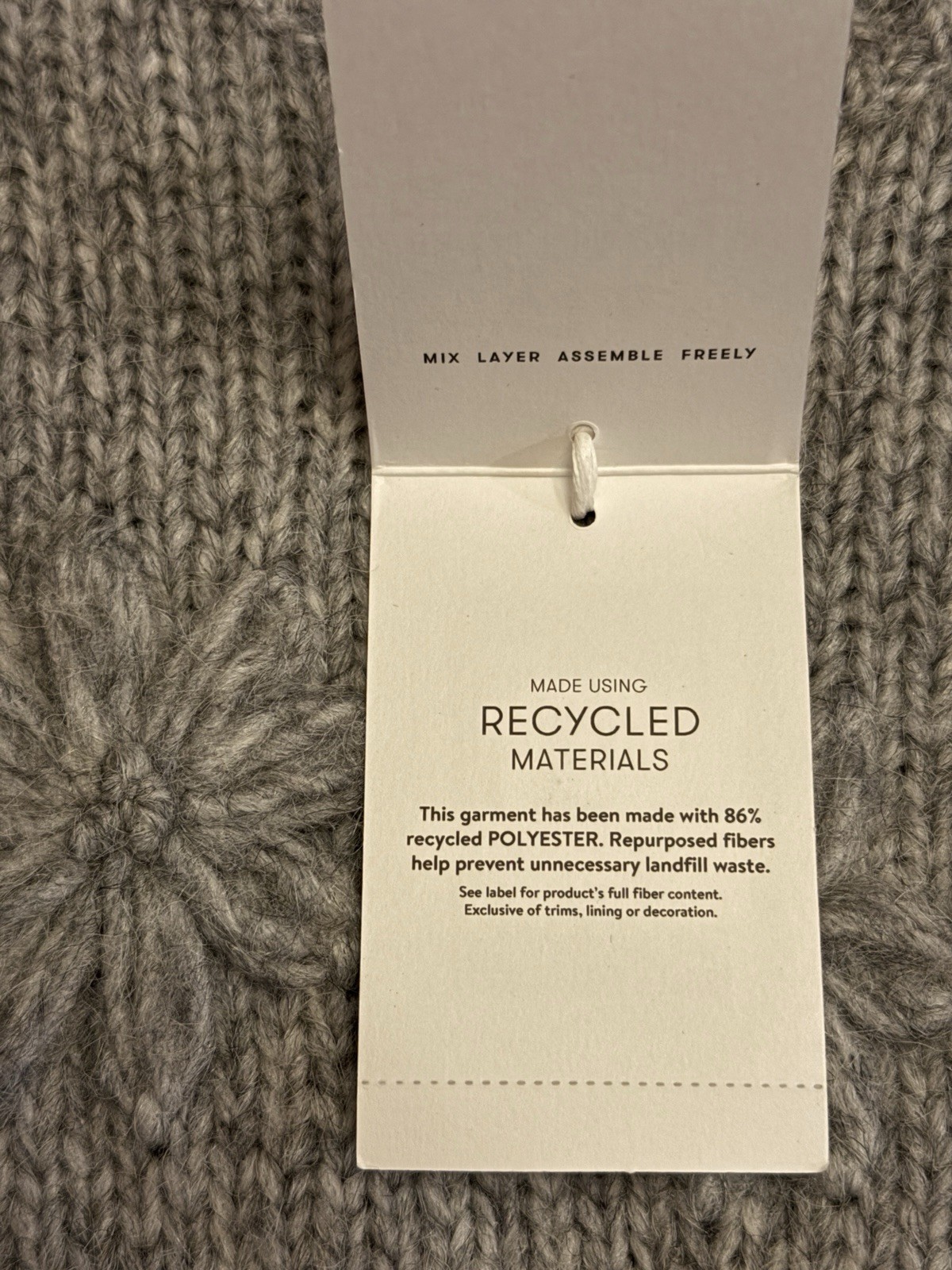 Free Assembly Floral Embroidered Gray Sweater XS NWT 86% Recycled Polyester