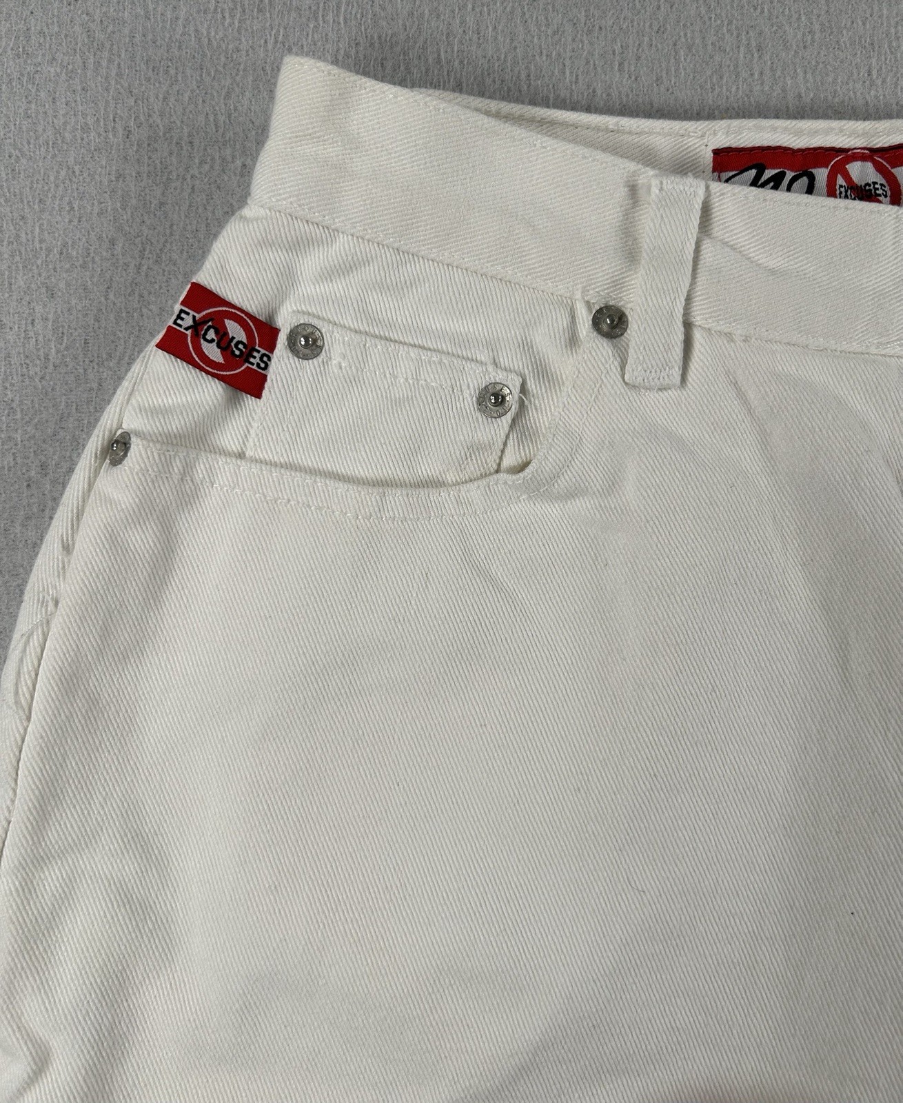 Vintage 90s No Excuses Tough White Denim High Rise Mom Jeans Size 16/17
