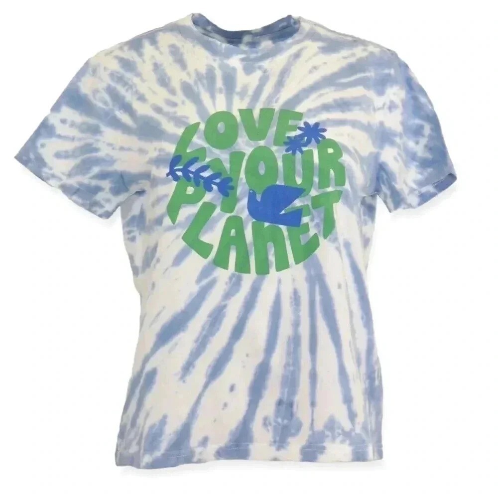 Rails Love Your Planet Graphic Short Sleeve T-Shirt Tie-Dye Blue XS