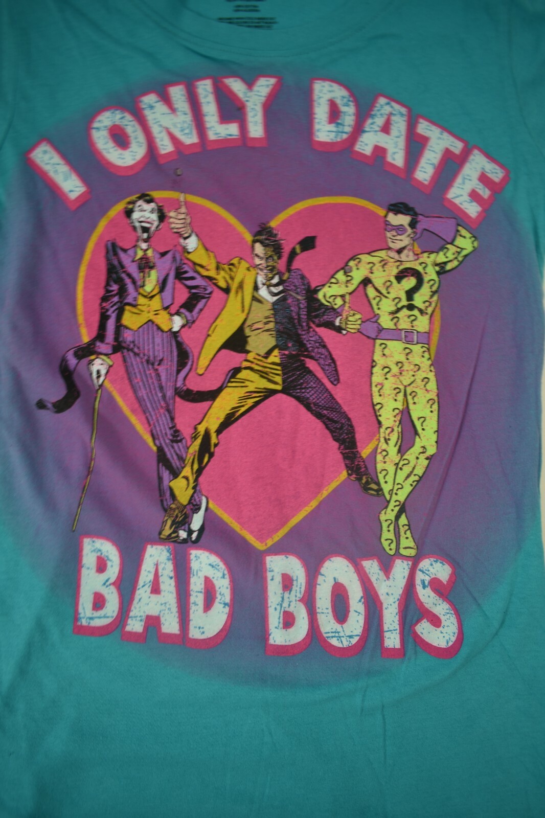 DC Comics Juniors I Only Date Bad Boys Joker, Riddler…Shirt New S, L, XL, 2XL