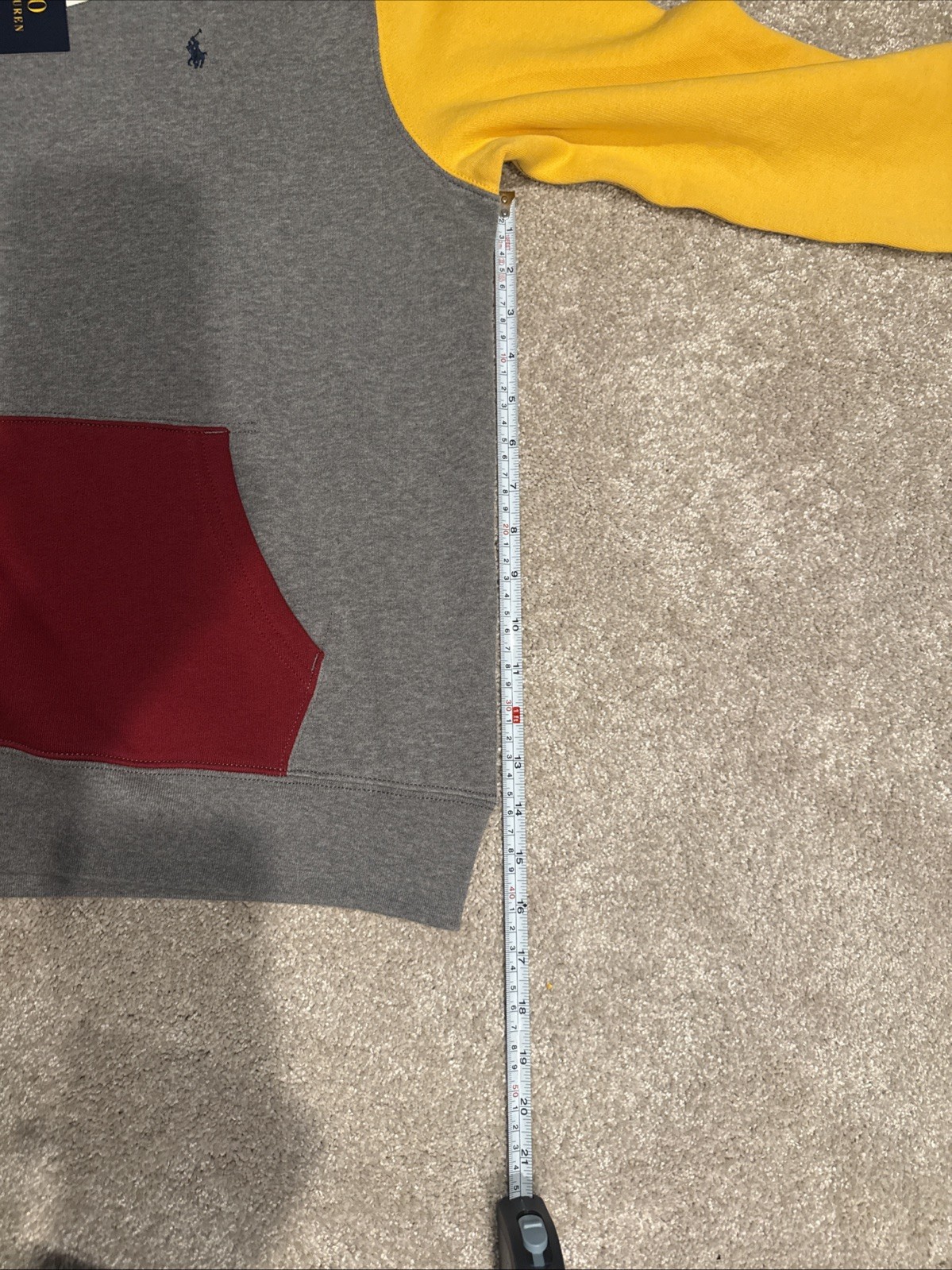 POLO RALPH LAUREN RL FLEECE COLOR BLOCKED HOODIE MULTICOLOR MENS SIZE XL NOTES