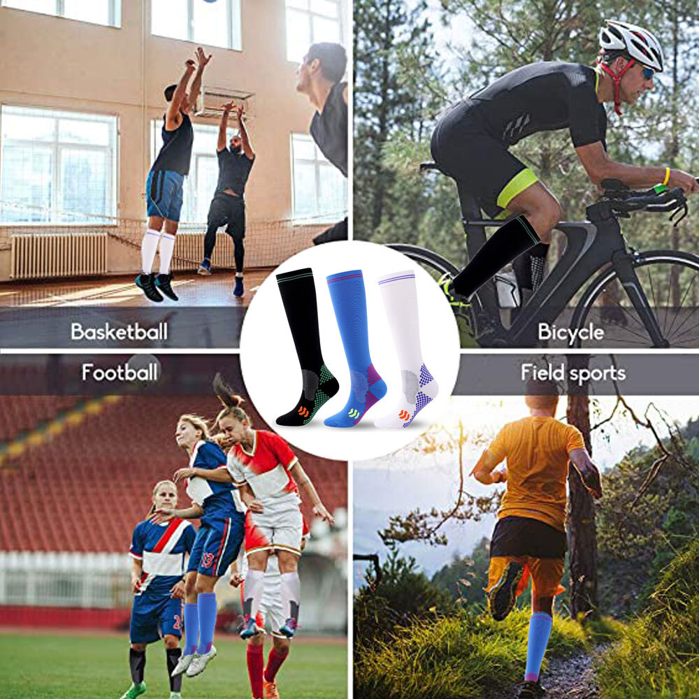 3 Pairs Compression Socks Pain Relief Calf Leg Foot Support Stocking Men Women