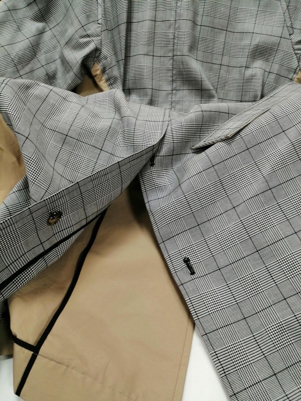 ELENDEEK Color Combination Coat 511810000001 Beige X Glen Plaid Used