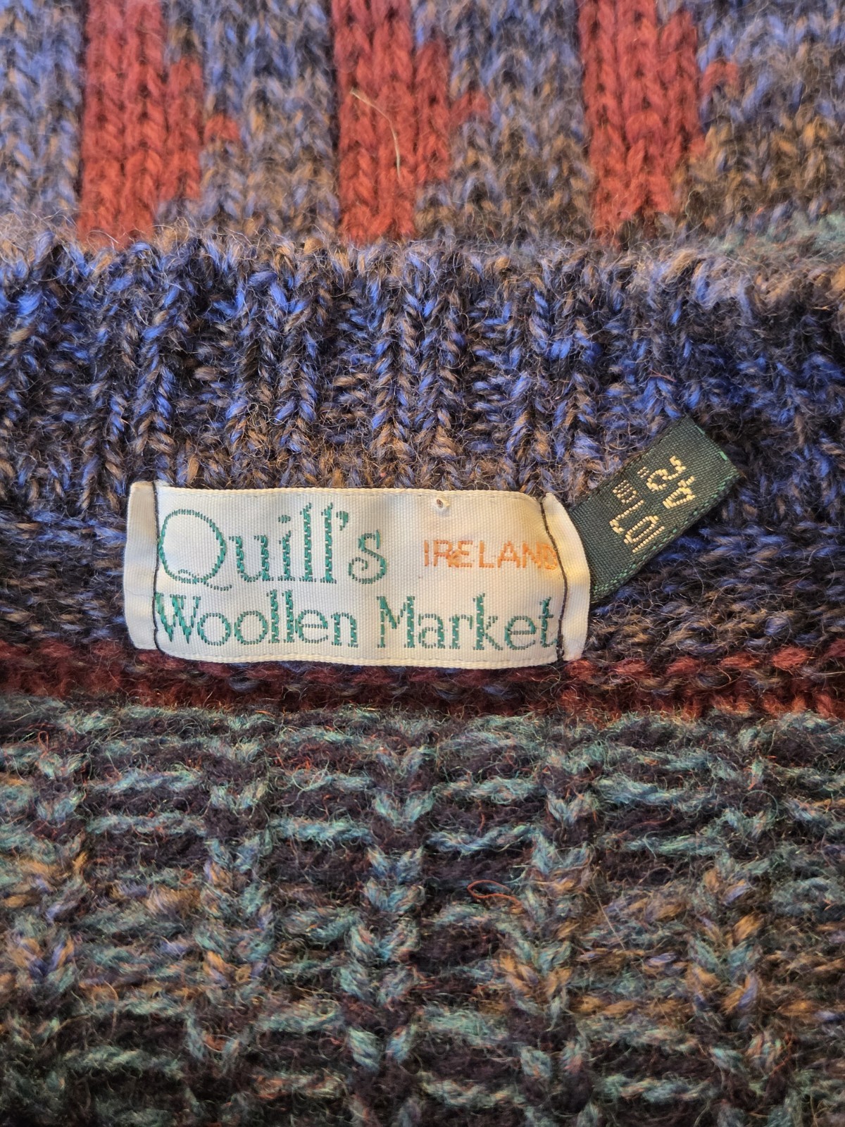 Quill’s Woollen Market 107cm 42in Large Ireland Wool Chunk Knit Heavy Sweater