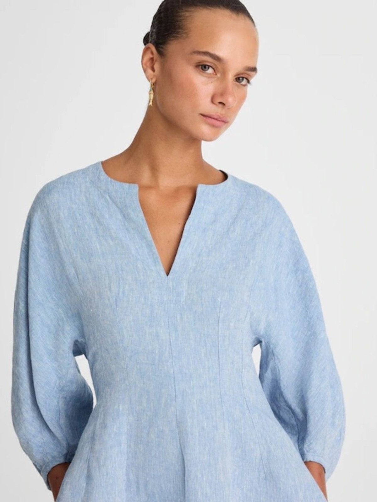 MADEWELL Splitneck Mini Dress in Sunfaded Blue – size 0