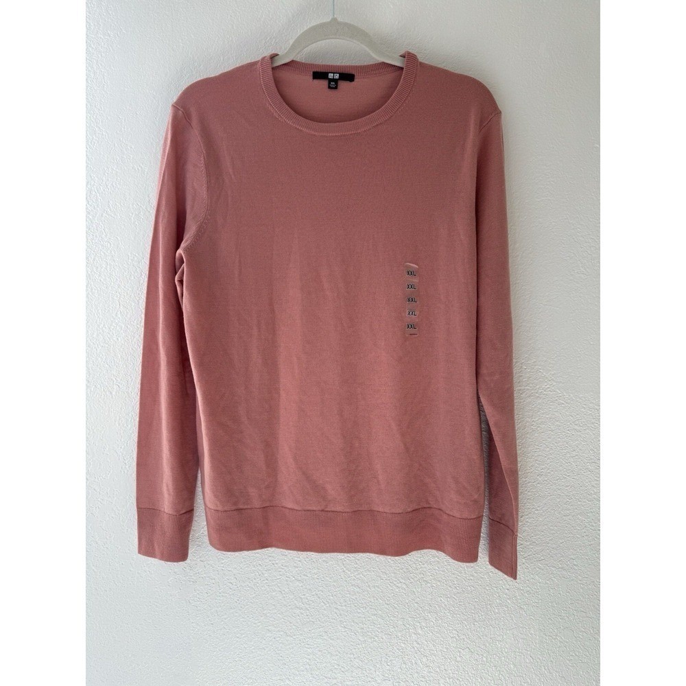 Uniqlo Pullover Basic Wool Crewneck Lightweight Layering Sweater Pink Size XXL