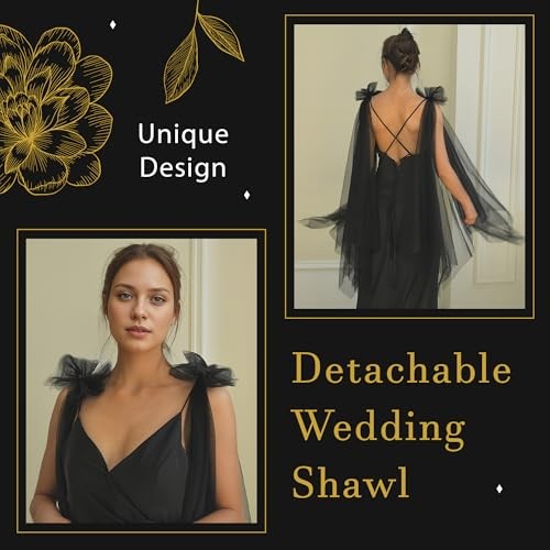 Pearl Shawl Wrap Shrug Bridal Cape Sheer Tulle White Elegant Wedding Cape Black