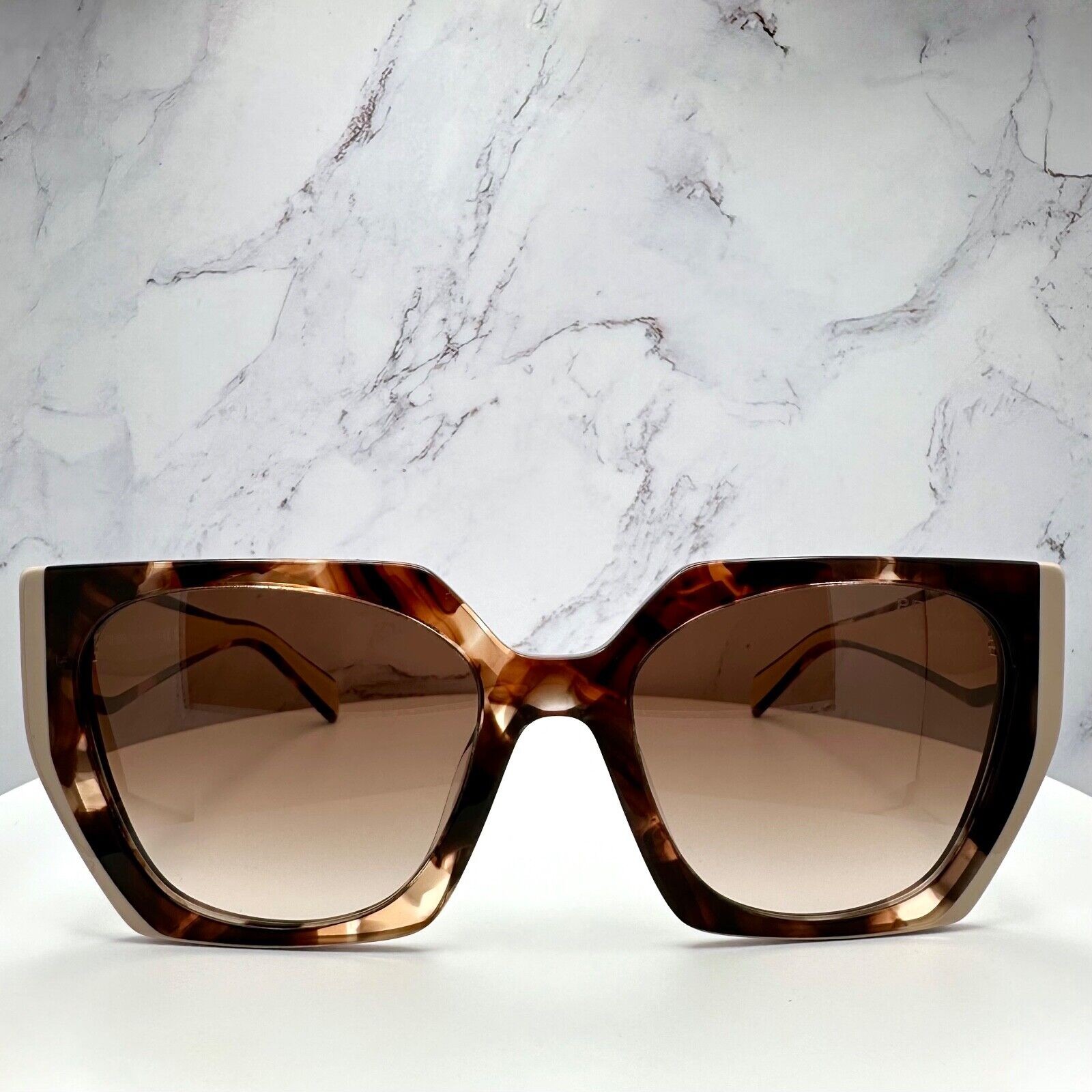 PRADA Sunglasses Brown PR 15WS 01R0A6 Square Womens Beige Tortoise Gold