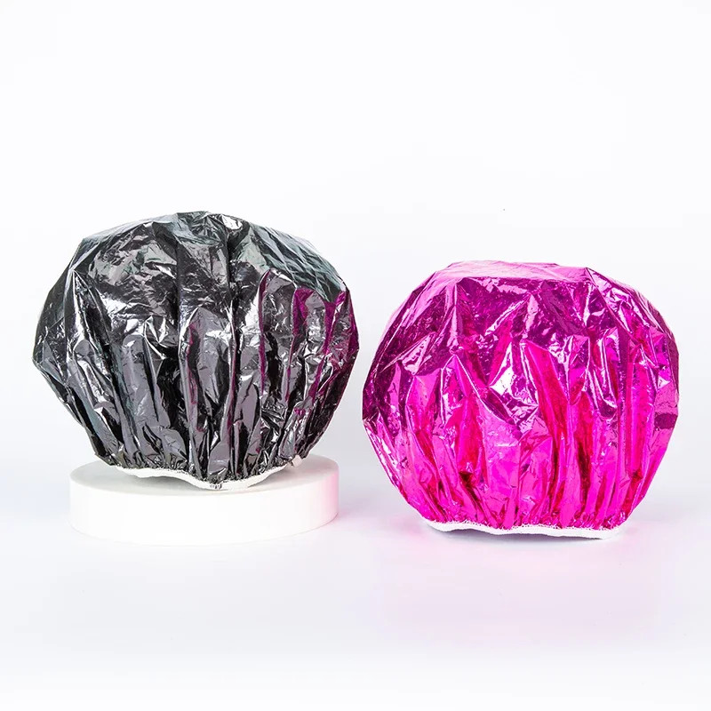 3/6pcs Rose Shower Cap Heat Insulation Aluminum Foil Insulation Hat Elastic Bath