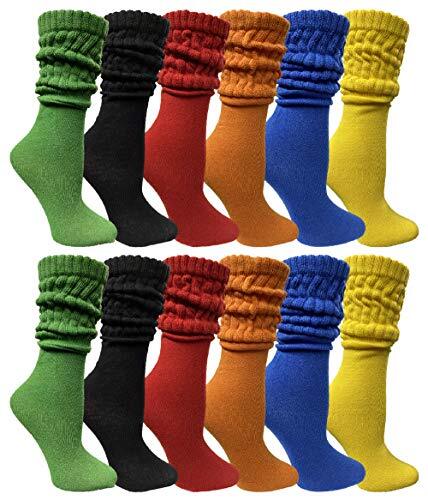 6 Pack Yacht & Smith Scrunch Socks for women Slouch Sock, Knee High Boot Sock