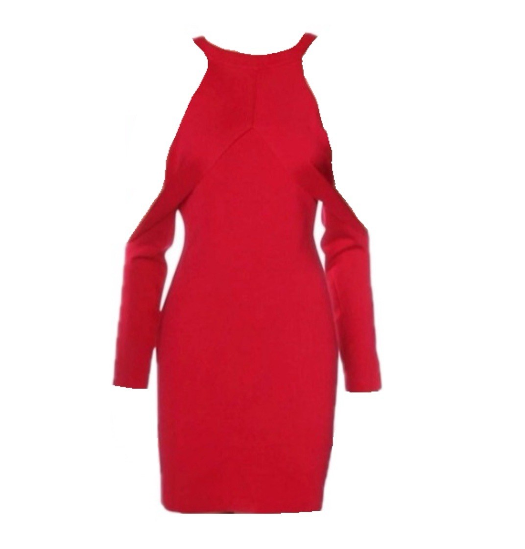Dion Lee Women’s Sleeve Release Stretch Knit Dress- Cherry Red- (US 6)