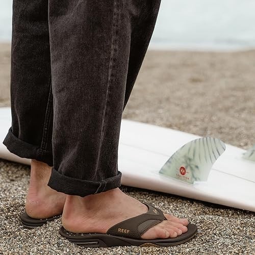 Man Reef Fanning Arch Support Flip Flop Sandal RF2026 Brown/Gum Brand New