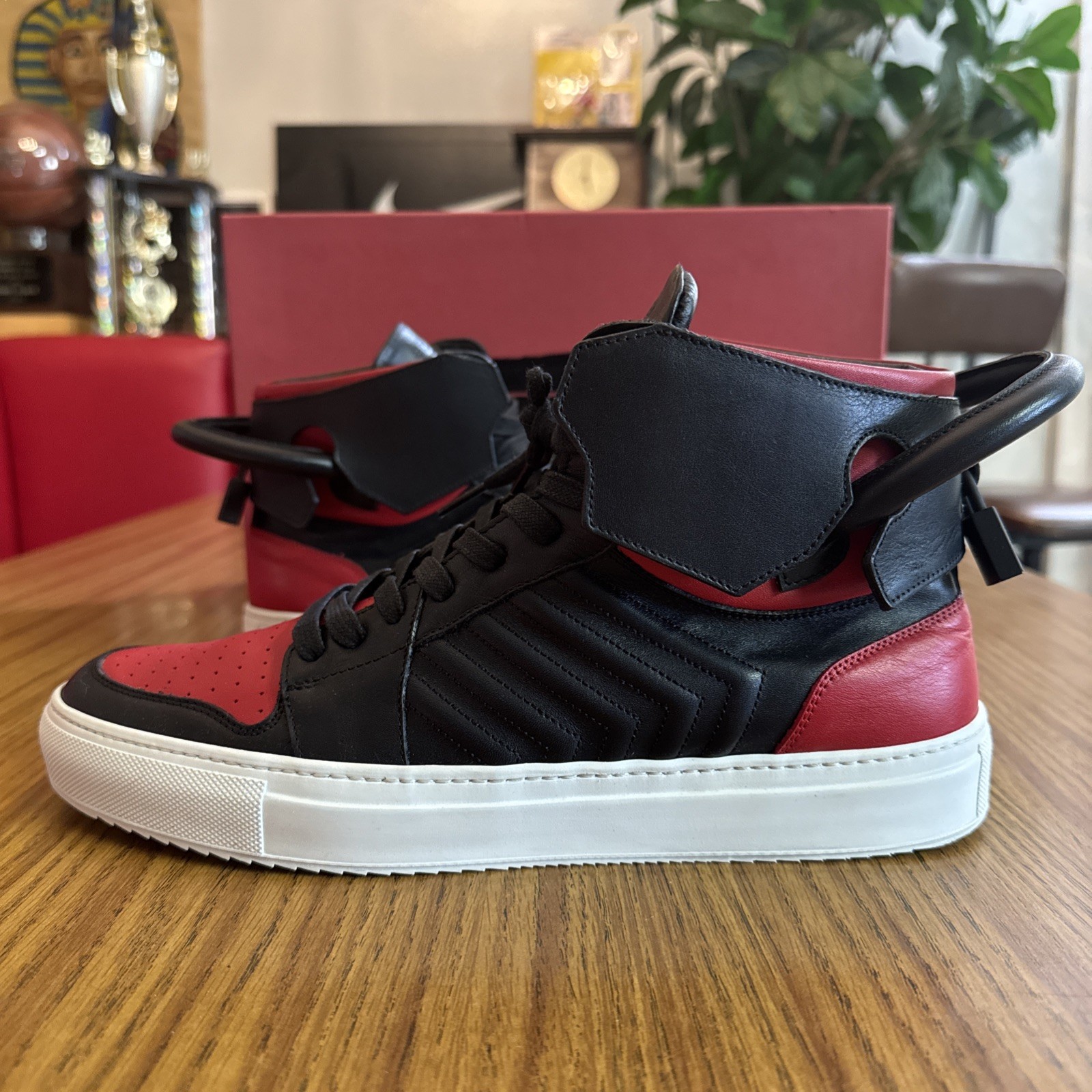 RARE Ronnie Fieg x Buscemi 110MM ‘Bred’ – Size EU 43 US 10 Red/Black Kith Collab