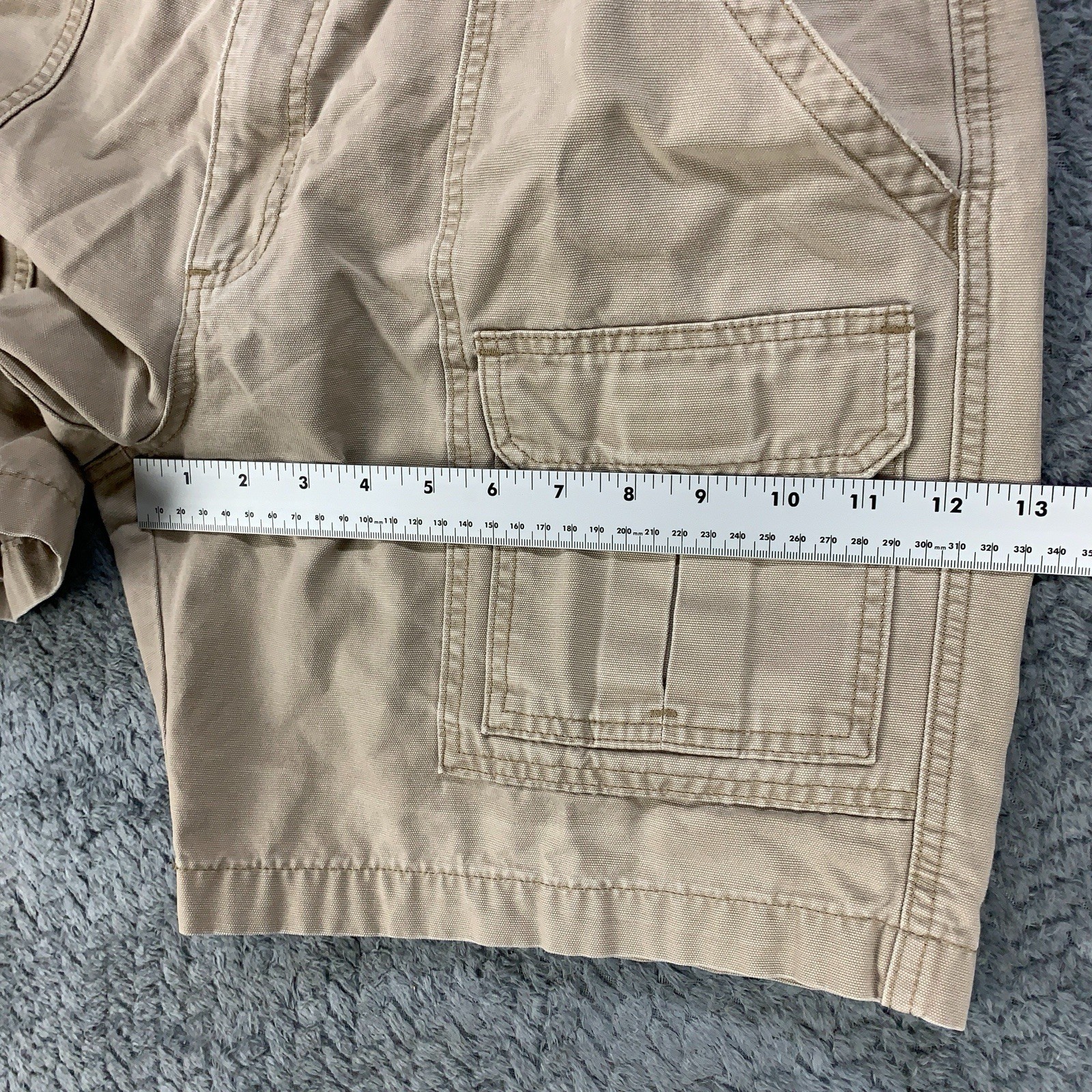 Savane Safari Cargo Shorts Mens Size 32 Beige Khaki Canvas Elastic Waist