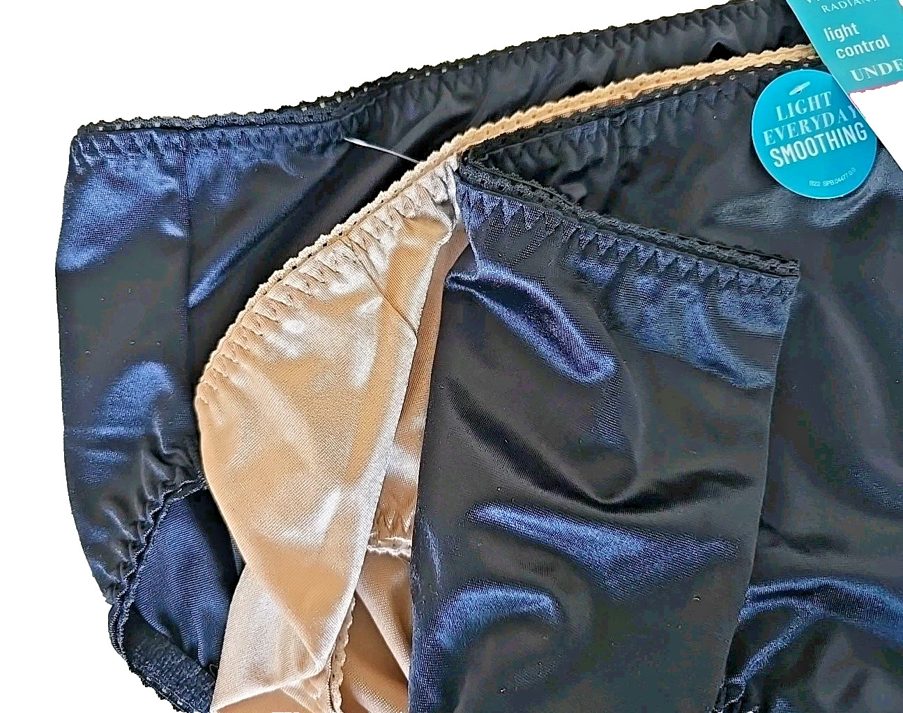 VANITY FAIR Hi Cut Panties 5XL 3 Pack Light Control Black Nude NWT