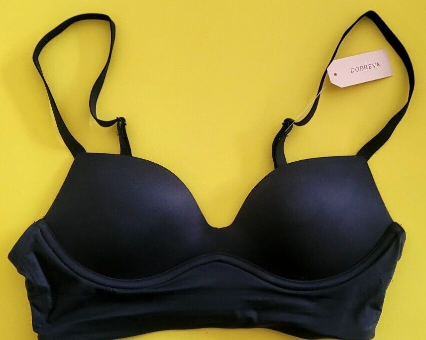 DOBREVA Women’s Push Up Wireless Bra Padded T Shirt Bras No Underwire Plunge/ 8