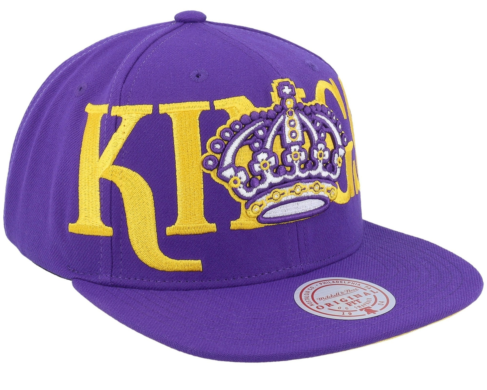 MENS MITCHELL & NESS NHL FULL FRONTAL SNAPBACK VNTG KINGS – PURPLE