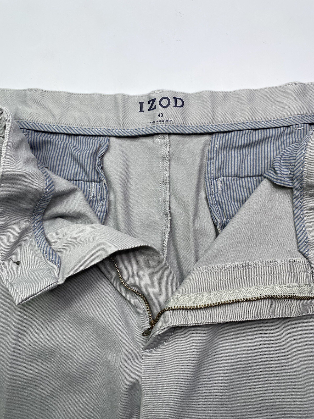 Izod Men’s Size 40 Gray Flat Front Chino Shorts Golf Athleisure Cotton