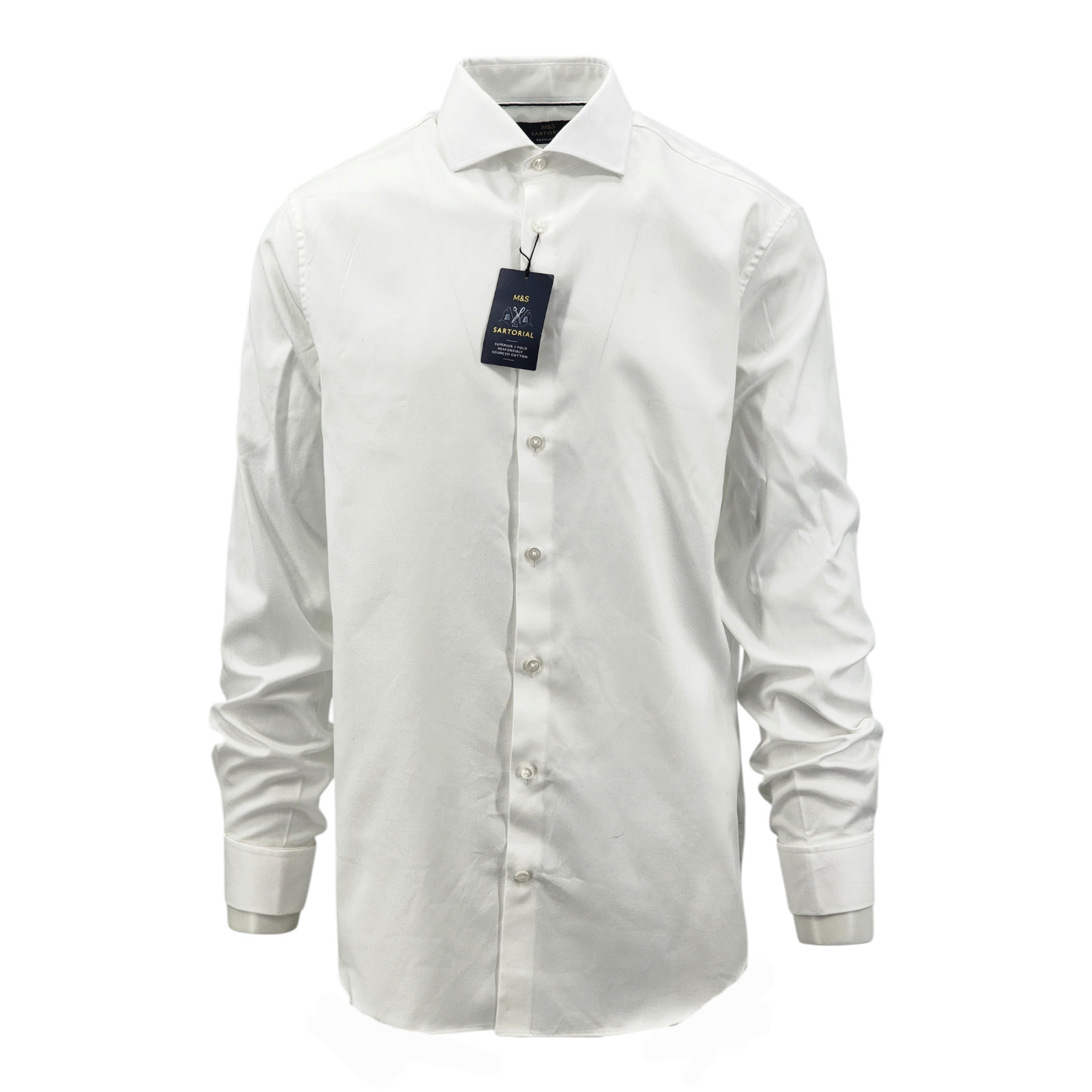 M&S SARTORIAL Regular Fit Luxury Cotton Double Cuff Twill Men’s Shirt RRP £49.00