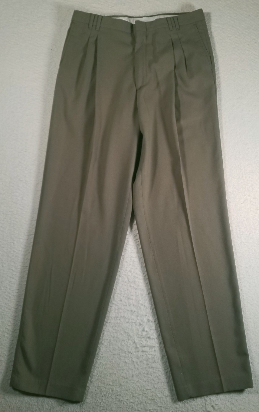 VTG City Streets Men’s Dress Pants Pleated Classic Olive Green Fortrell 32×32