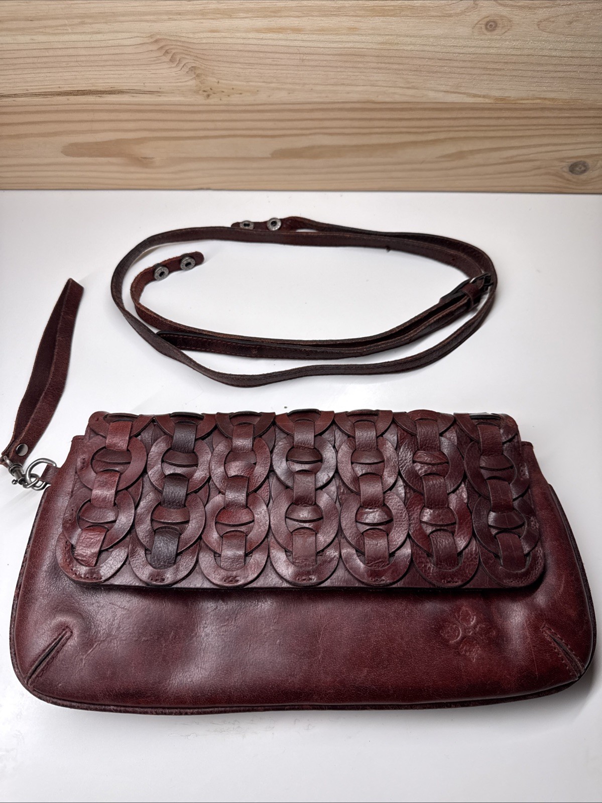 NEW Patricia Nash Baku Leather Convertible Crossbody Clutch in Red