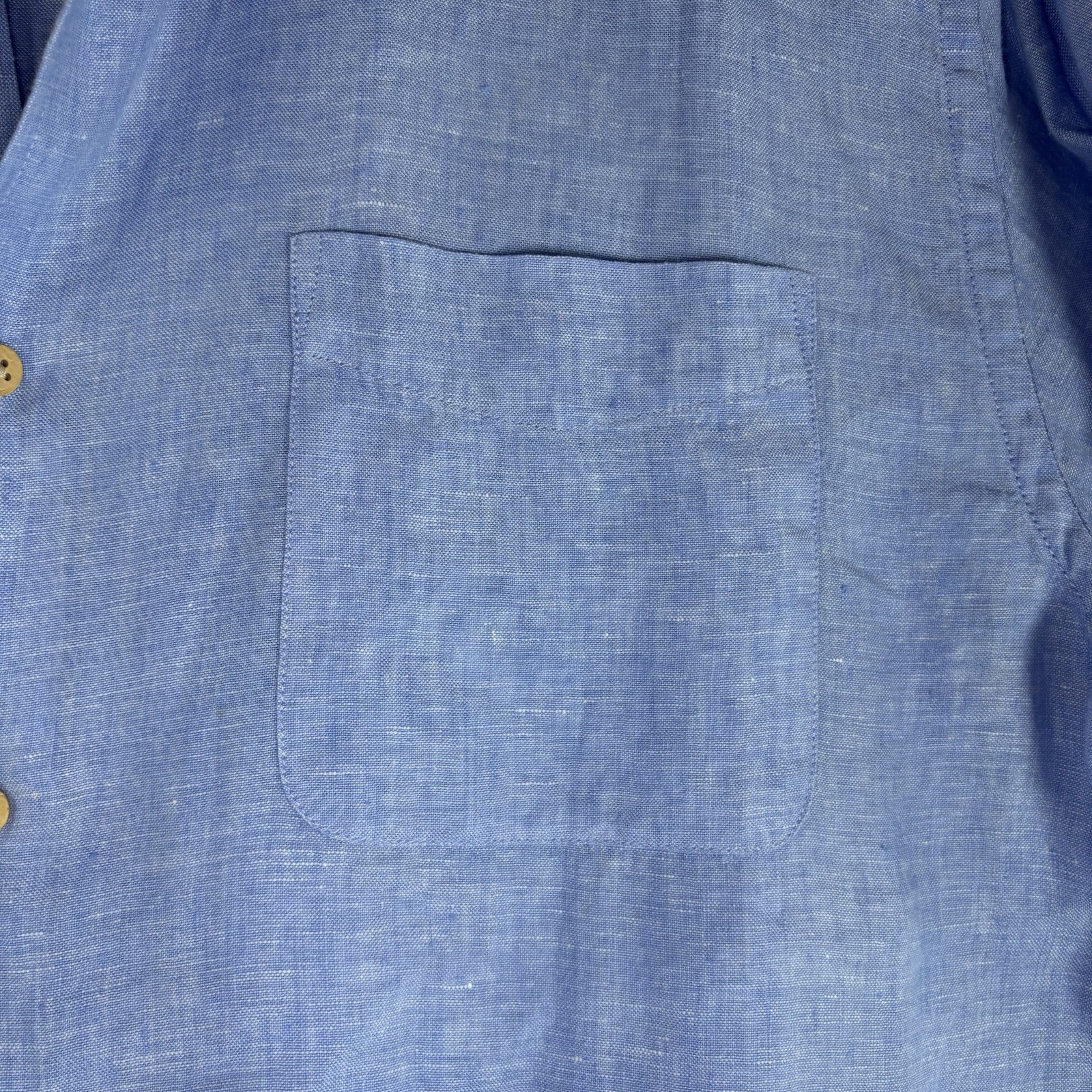 Jos A Bank Shirt Men’s Size L 100% Linen Travelers Collection Blue Short Sleeve