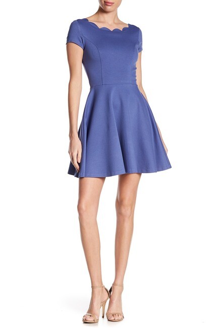 Love…Ady Womens Cap Sleeve Scallop Trim Fit & Flare Dress Choose Size M, L