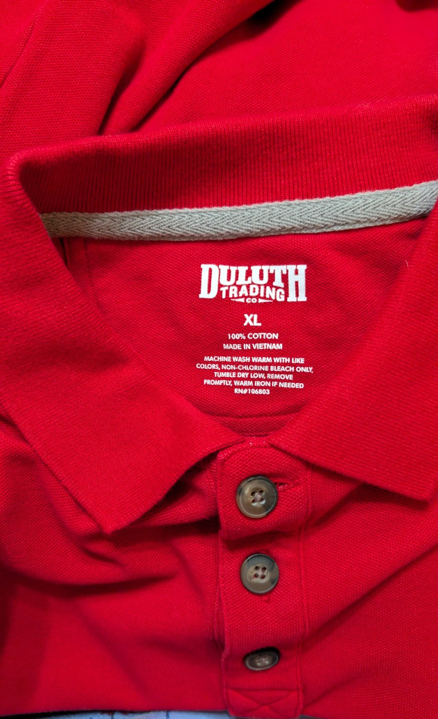 Duluth Trading Men’s Size XL Red Polo Long Sleeve Front Pocket 3-Button Placket