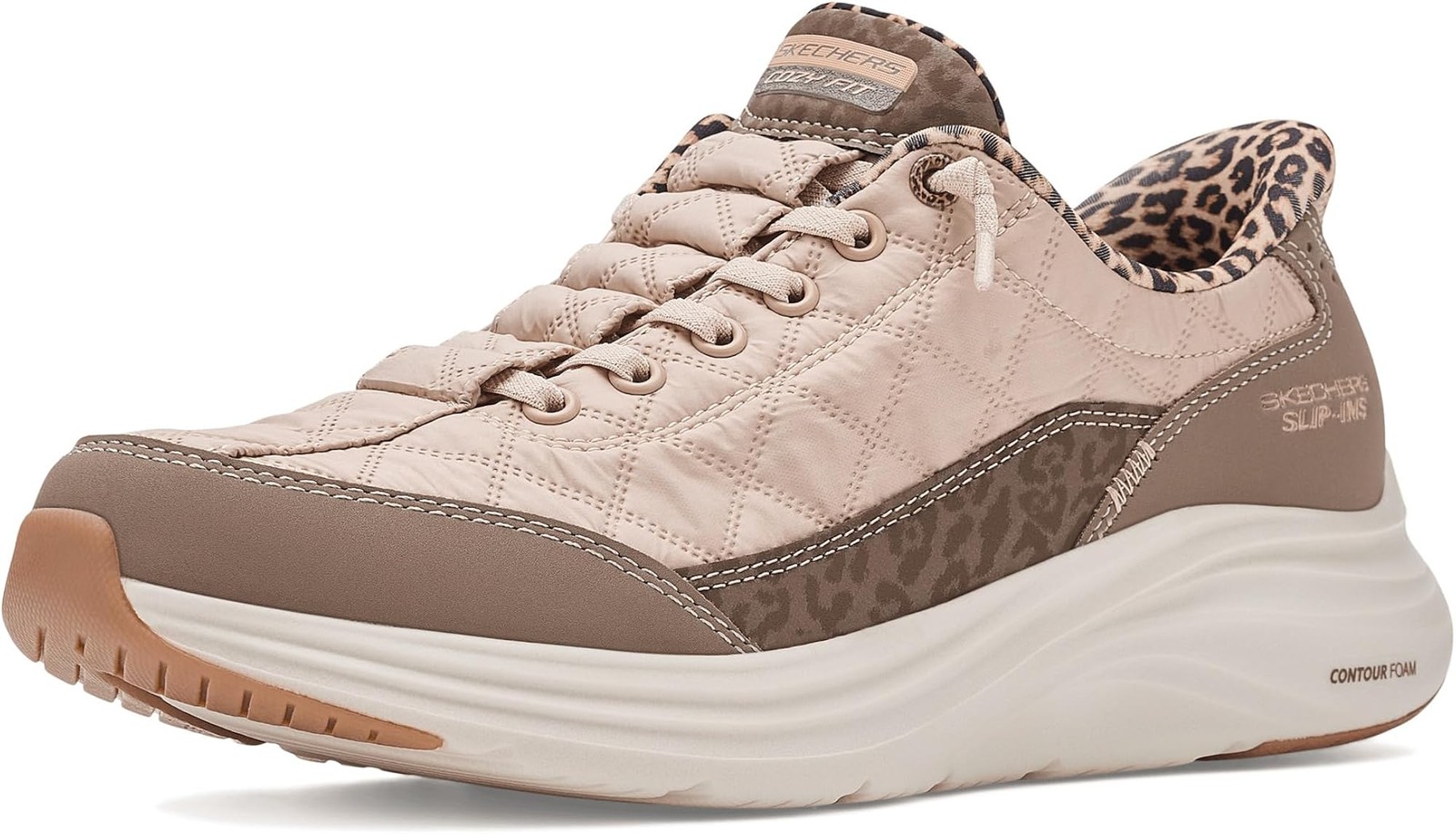 Skechers Women’s Cozy Fit Hands Free Slip-ins -Leopard Dream – Brown – 6