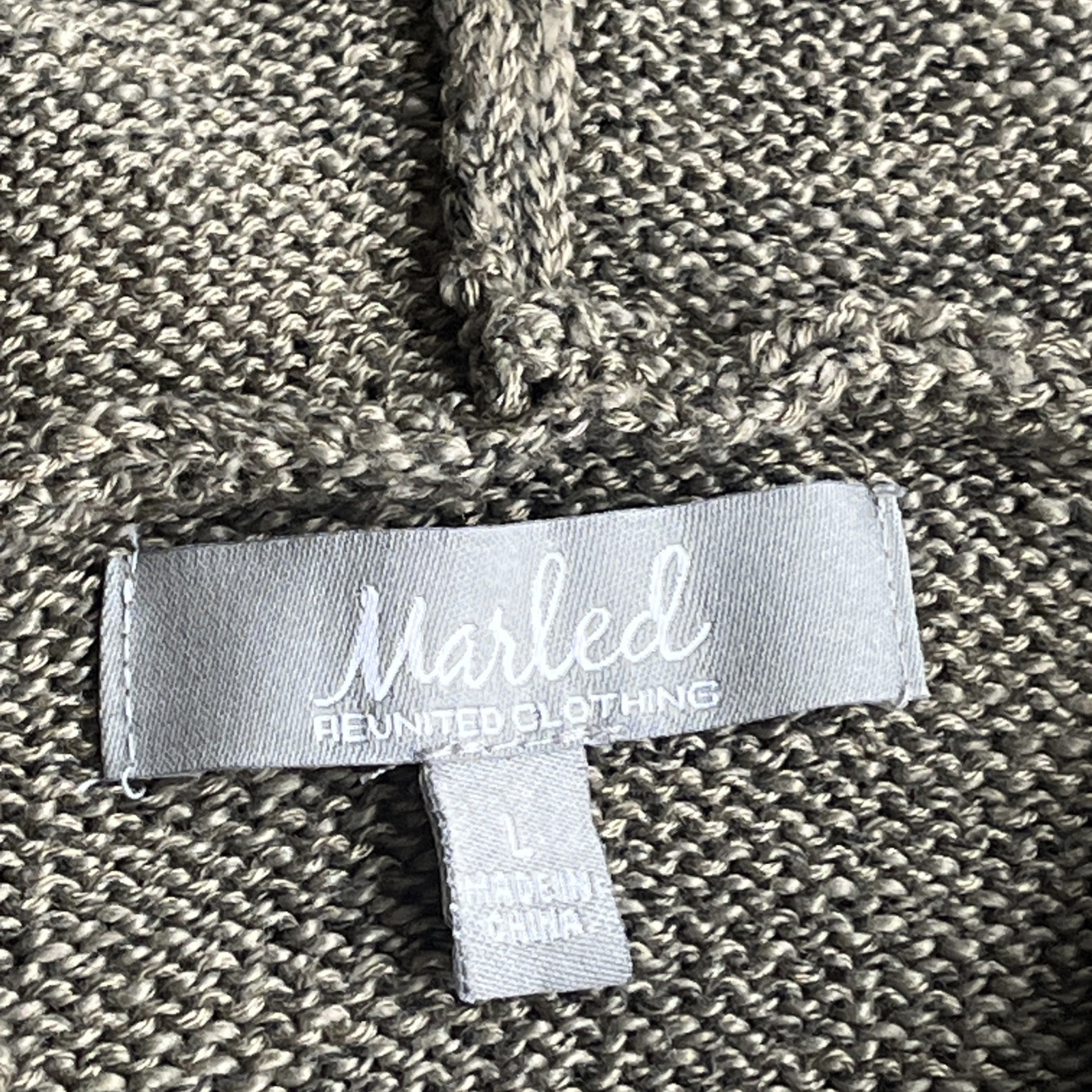 Marled Reunited Knitted Pullover Hoodie Sweater Weather Olive Green Large