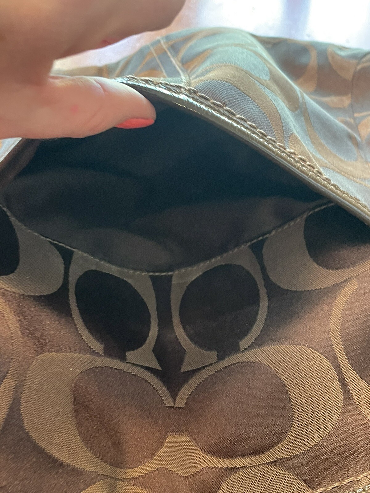 Coach Signature CC Monogram Hobo Bag Brown Y2K Shoulder Handbag Purse EUC VTG