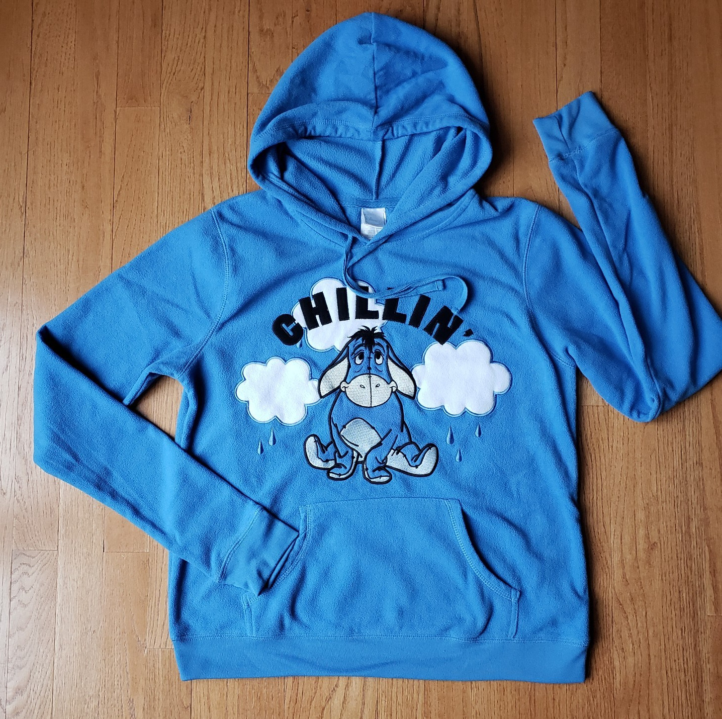 Disney Eeyore Chillin Hoodie Pullover Sweatshirt Blue Fleece Youth XL