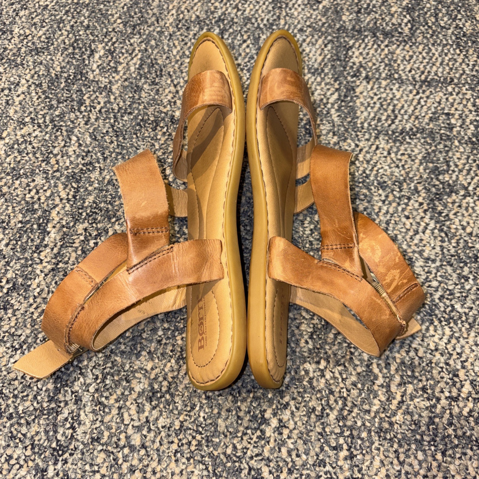 Born Leah Brown Leather Ankle Strap Shoe Sandals Women’s Size 9